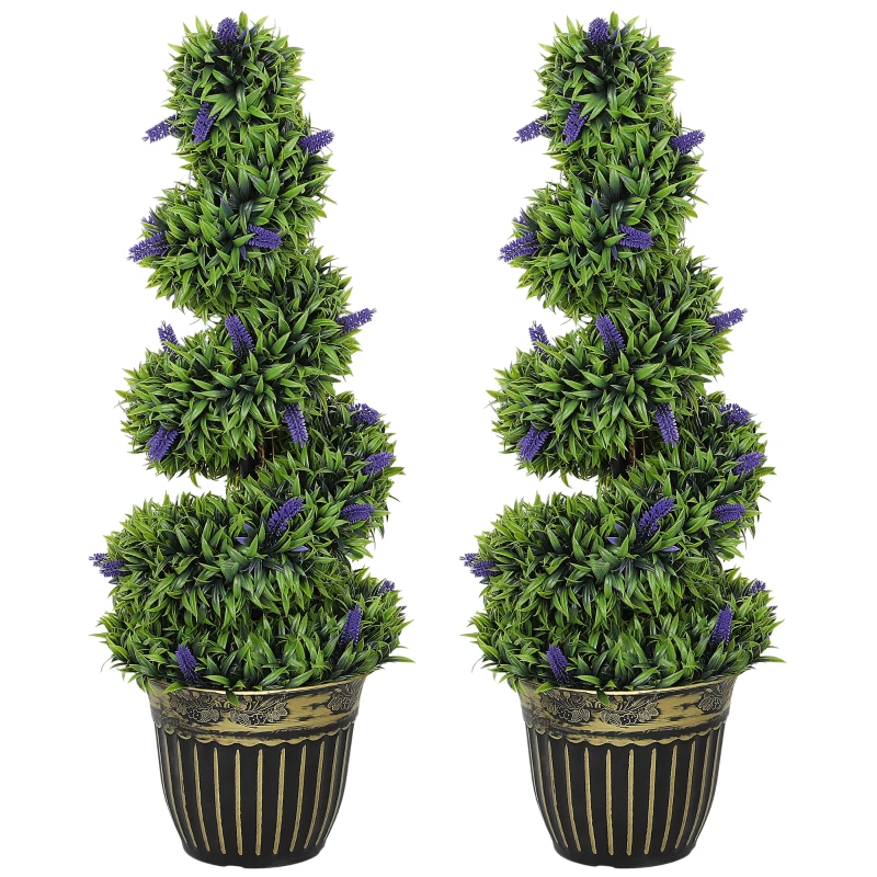 HOMCOM Set of Two 90cm Artificial Lavender Trees
