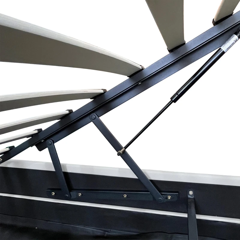 5ft Upholstered King Bed with Hydraulic Storage, RGB LED Lighting, Bed Frame with Adjustable Headboard, 203L x 157W x 111H cm, Cream White