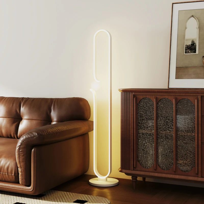 HOMCOM Lampa LED na podłogę, Design nut muzycznych, Klosz szklany, Metal, Plastik, Biała