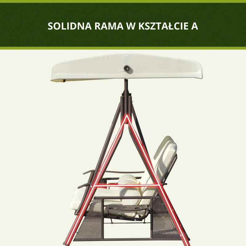 Outsunny 2-osobowa huśtawka ogrodowa z daszkiem przeciwsłonecznym aluminium