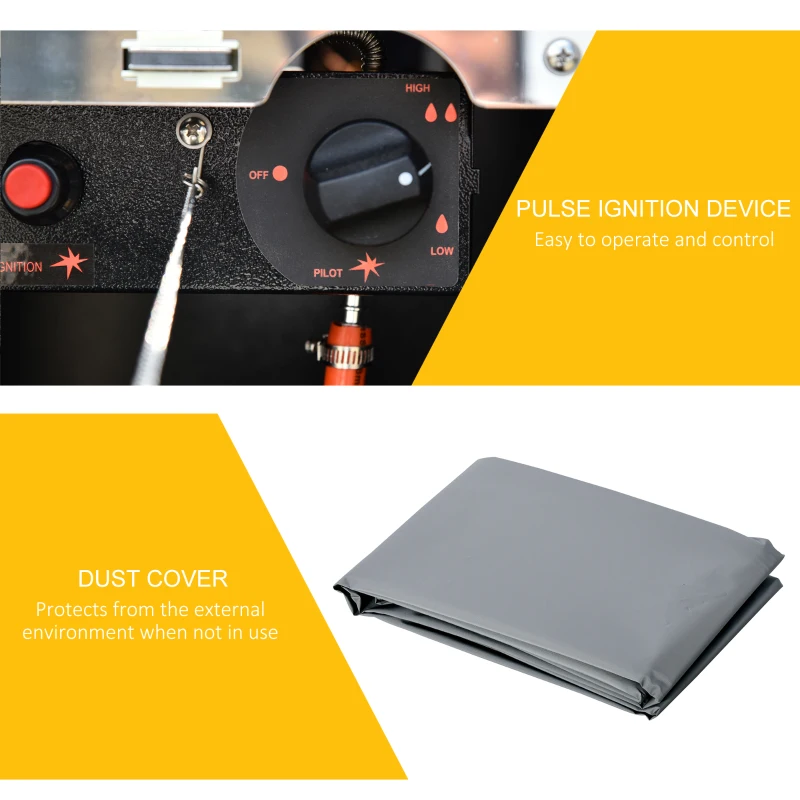 Outsunny 11.2KW Outdoor Patio Gas Heater Standing Pyramid Heater w/ Regulator and Hose