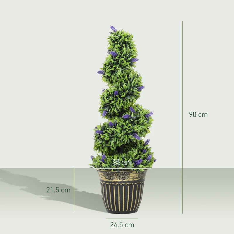 HOMCOM Set of Two 90cm Artificial Lavender Trees
