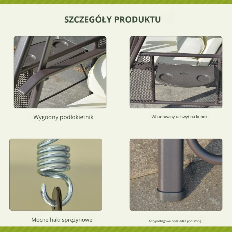 Outsunny 2-osobowa huśtawka ogrodowa z daszkiem przeciwsłonecznym aluminium