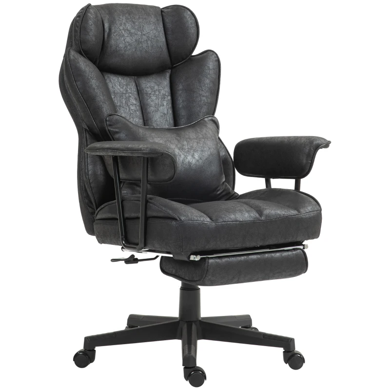 HOMCOM Executive Office Chair, Ergonomic Desk Chair with Foot Rest, Lumbar Support, Reclining Function and Wide Seat, Black