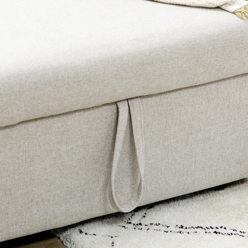 HOMCOM Ecksofa mit Bettfunktion, Eckcouch inklusive 2er-Sitz Sofa, Einzelbett, L-Form mit Stauraum, 2 Kissen Cremeweiß(m-8)