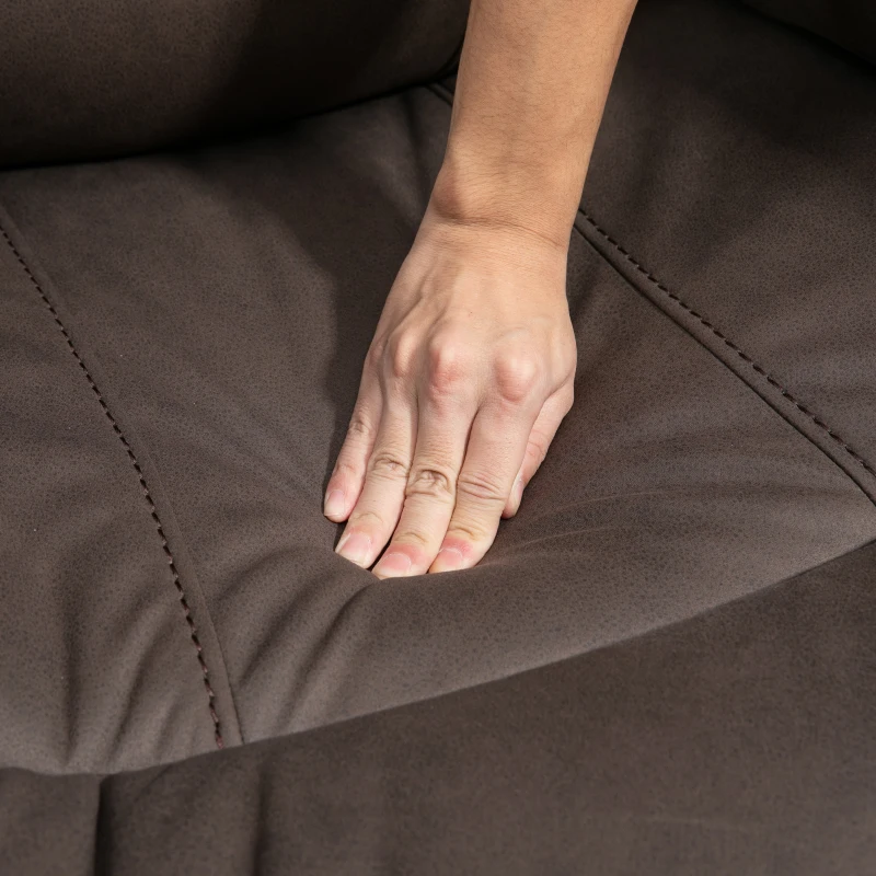 HOMCOM Fotel z Podnóżkiem do Relaksu, Obity Mikrofibrą w Wyglądzie Skóry, Konstrukcja Metalowa, Brązowy