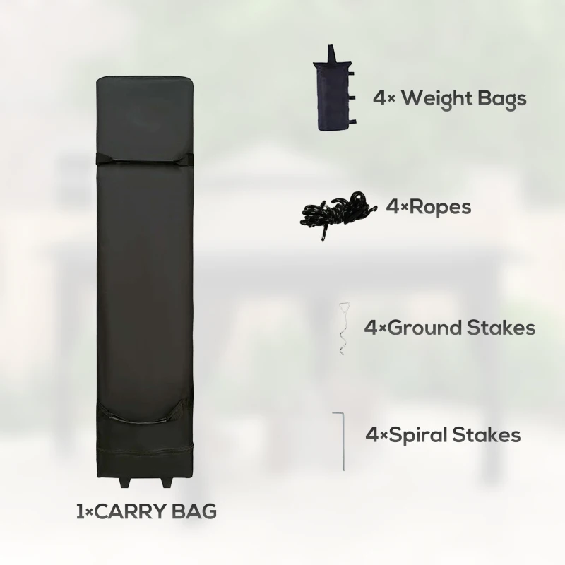 Outsunny 3 x 3(m) Pop Up Gazebo with Mosquito Netting, 1 Person Easy up Marquee Party Tent with 1-Button Push, Double Roof, Carry Bag, Sandbags, Height Adjustable Instant Shelter, Grey