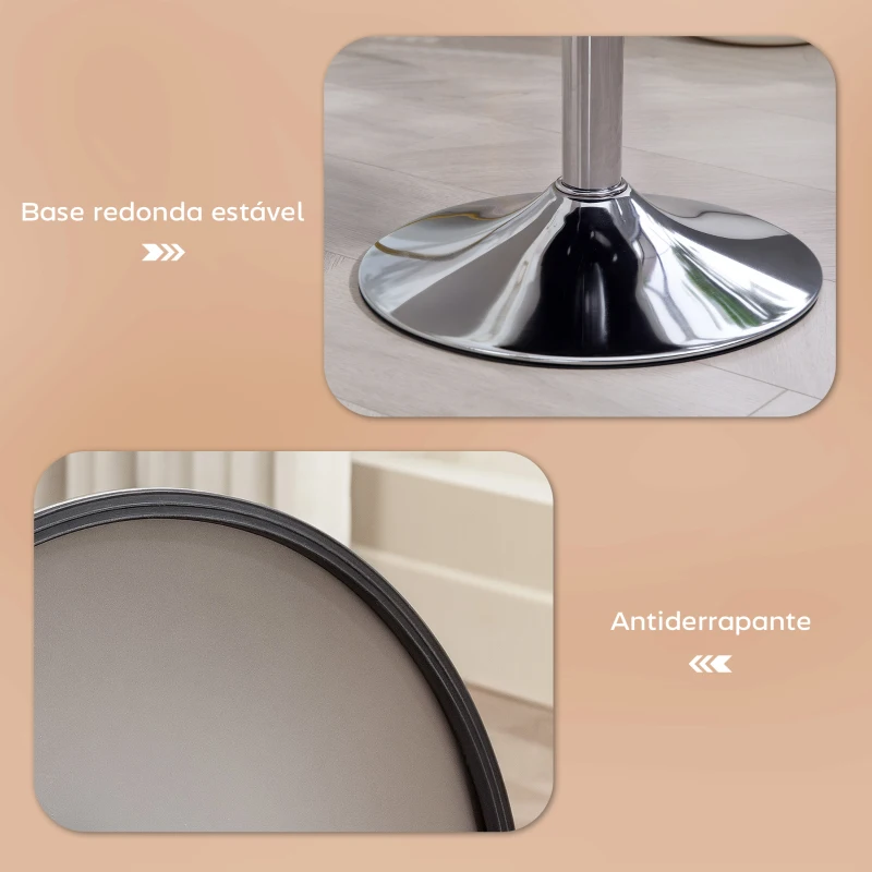 HOMCOM Banco de Bar Banco Alta de Cozinha Ajustável em Altura 52-66 cm Estofado em Veludo Giratória a 360° Marrom