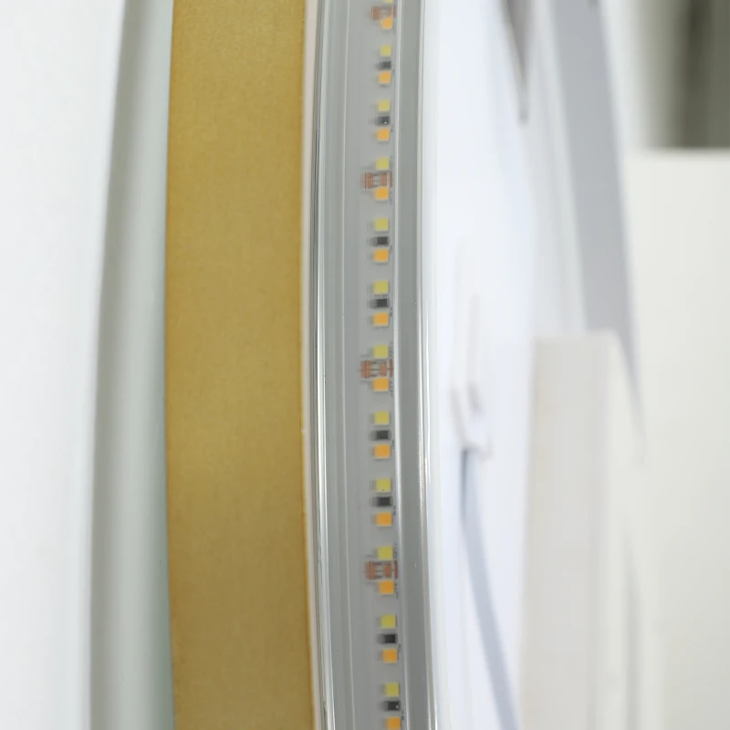 HOMCOM Runder Badezimmerspiegel mit LED-Lichtern, Badspiegel mit Anti-Beschlag-Funktion, Touch-Bedienung, Display