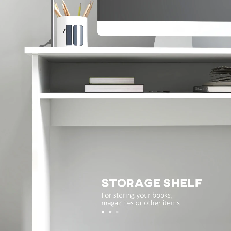 Vinsetto Home Office Chair and Computer Desk Set, Mesh Chair with Swivel Wheels, Study Desk with Storage Shelf, High Gloss White and Grey