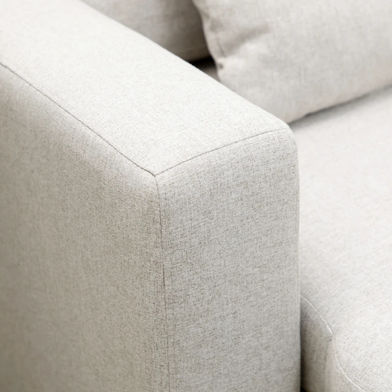 HOMCOM Ecksofa mit Bettfunktion, Eckcouch inklusive 2er-Sitz Sofa, Einzelbett, L-Form mit Stauraum, 2 Kissen Cremeweiß(m-9)