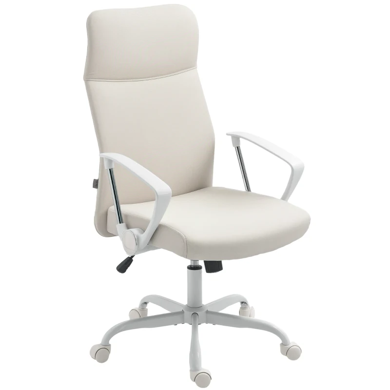 HOMCOM Fabric High Back Office Chair - Cream White