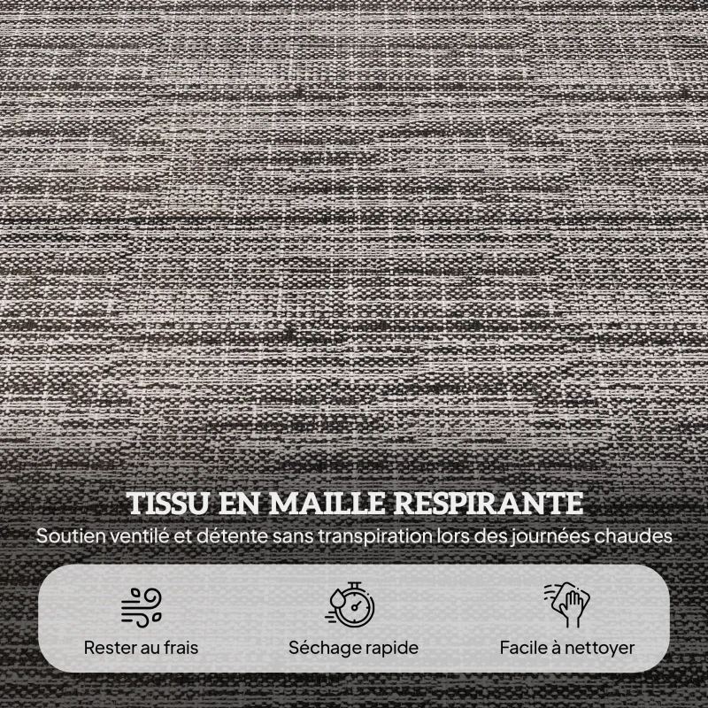 Outsunny Chaise longue de jardin pliante dossier réglable sur 4 niveaux, trou de lecture et appui-tête 72L x 194l x 31H cm Gris