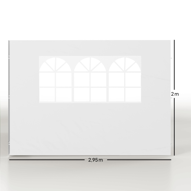 Outsunny Parois latérales de Rechange Barnum tonnelle 3 x 3 ou 3 x 6 m 2 pièces 2 Grandes fenêtres Blanc