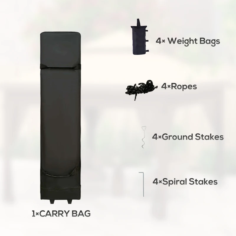 Outsunny 3 x 3(m) Pop Up Gazebo with Mosquito Netting, 1 Person Easy up Marquee Party Tent with 1-Button Push, Double Roof, Carry Bag, Sandbags, Height Adjustable Instant Shelter, Khaki