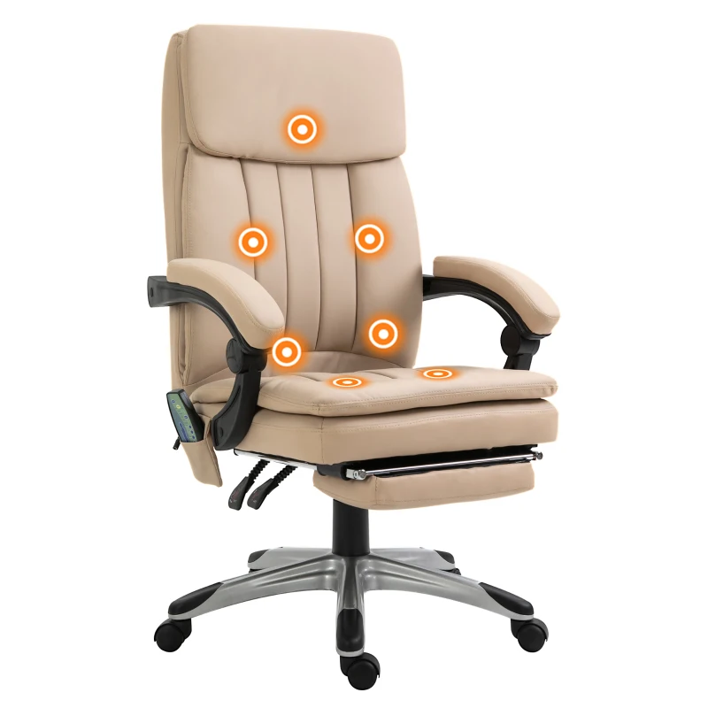 Vinsetto scaun de birou cu masaj, 67x69x106.5-114.5 cm, bej