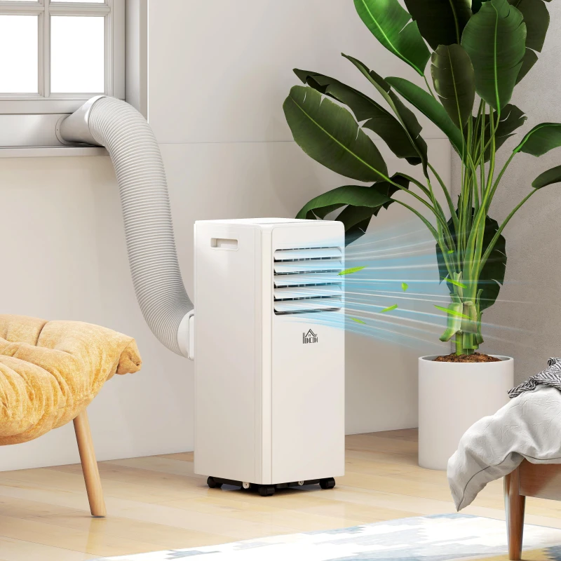 HOMCOM Condizionatore Portatile 4 in 1 con Deumidificatore, Timer 24 Ore e Telecomando, Bianco