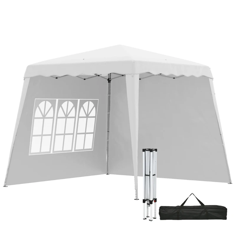 Outsunny 2.4 x 2.4m Two Wall Pop Up Gazebo - White