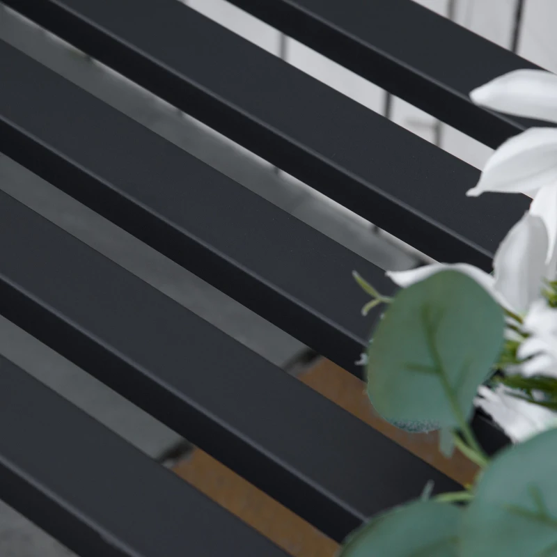 Outsunny tuinbank 2 zits metaal zwart 128 x 58.5 x 89 cm