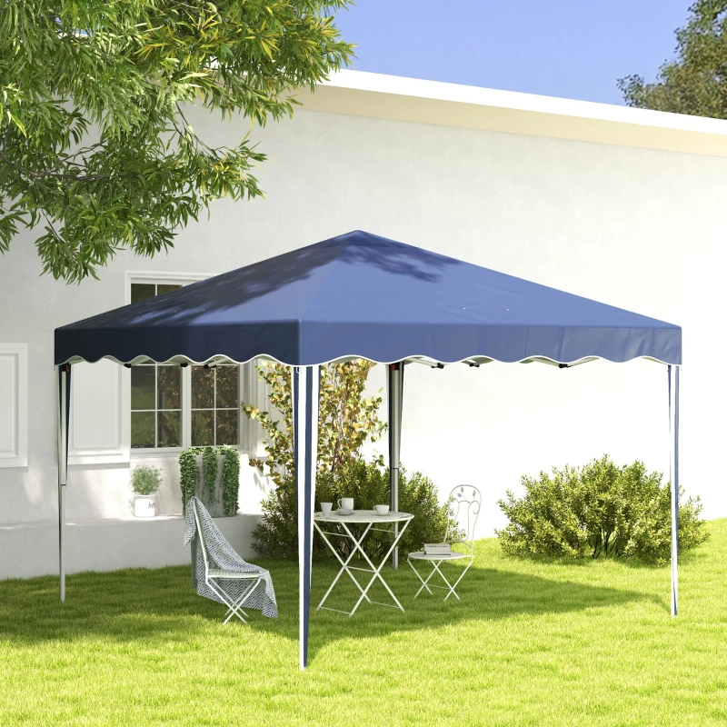 Outsunny 3x3(m) Pop Up Gazebo, Foldable Party Tent with Wave Edge and Carry Bag, Height Adjustable Festival Camping Canopy for Garden Outdoor, Blue