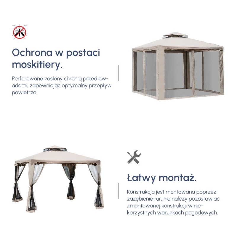 Pawilon Ogrodowy Outsunny z Odpornością na Warunki Pogodowe i Ochroną UV Szary 2,94x2,94m