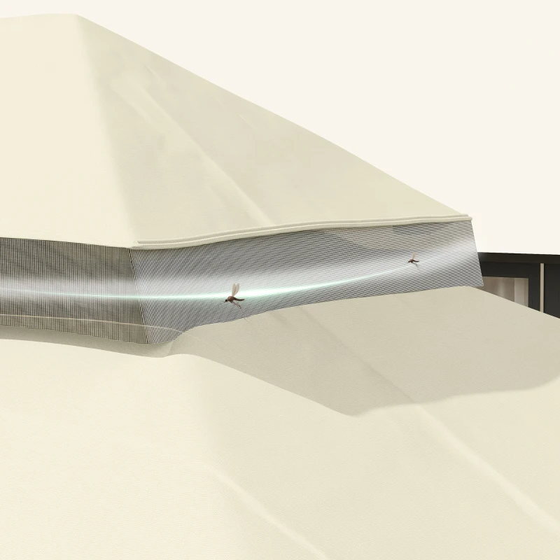 Outsunny Copertura per Gazebo da Giardino 3x4 m a 2 Livelli in Tessuto Oxford 600D con Fori di Drenaggio, Bianco Crema