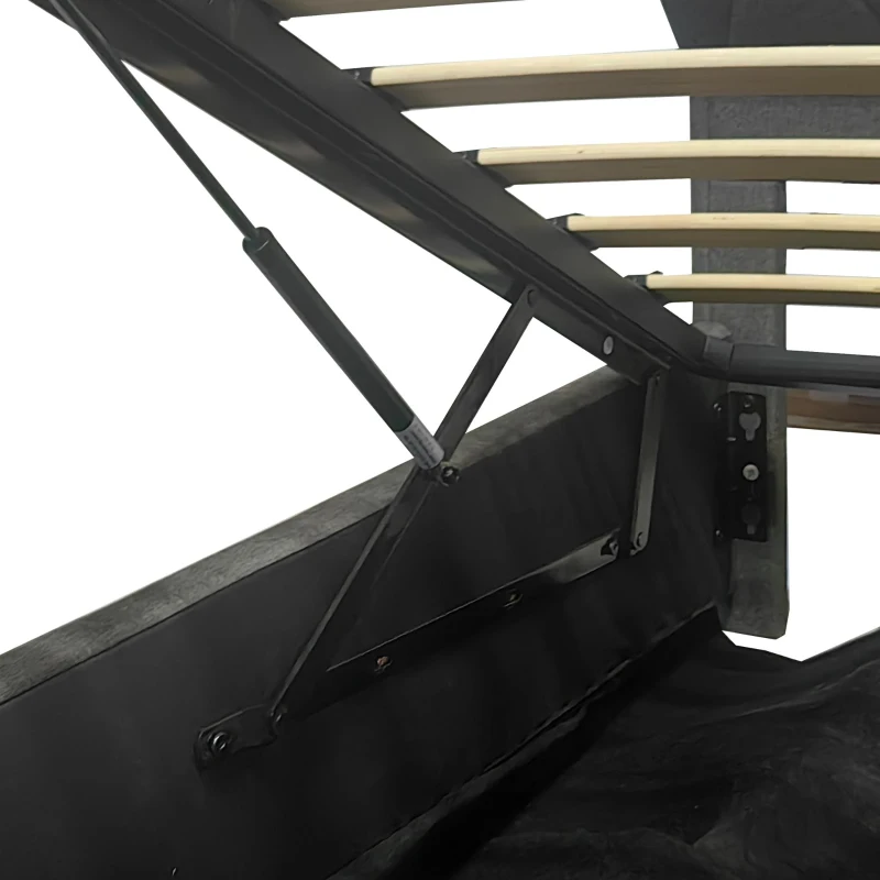 Modern Upholstered Double Bed with Hydraulic Storage, LED Headboard, Charging Station, USB and Type-C Ports, 206L x 137W x 110H cm, Grey