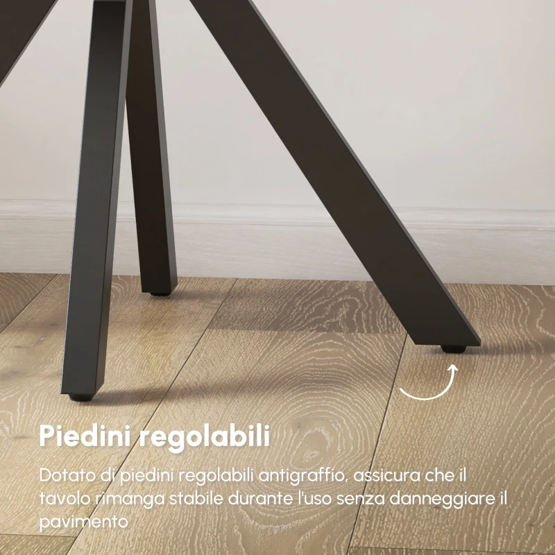 HOMCOM Tavolo da Pranzo Moderno Rotondo per 4 Persone in Acciaio e MDF, Ø100x75cm, Nero