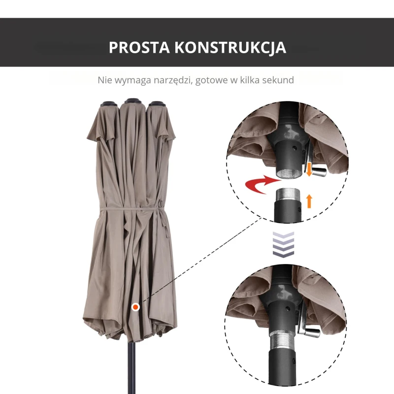 Outsunny parasol podwójny parasol ogrodowy parasol targowy z korbką ręczną 460 x 270 cm