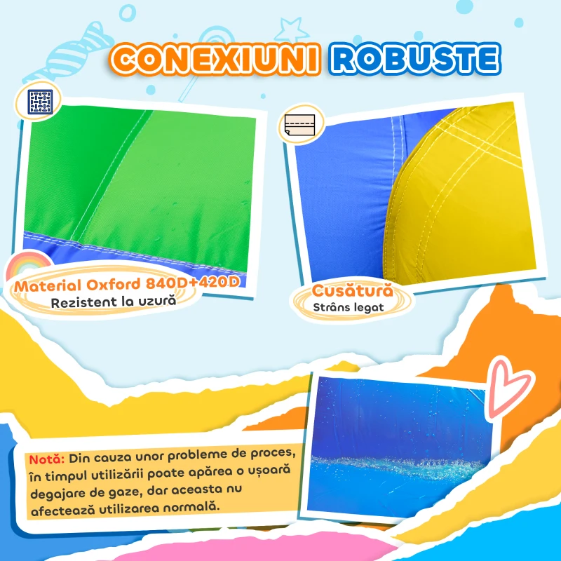 Outsunny Castelul gonflabil pentru copii 5 in 1 , cu sac de transport pentru pompa,pentru copii de 3-8 ani, 3,9 x 3 x 2 m