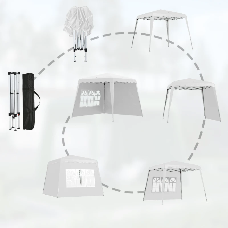 Outsunny 2.4 x 2.4m Two Wall Pop Up Gazebo - White