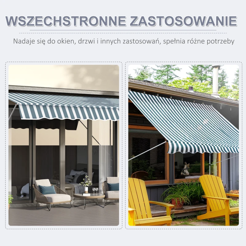 Outsunny markiz markiza zaciskowa składane ramię korbka ręczna balkon 3 x 1,5 m aluminiowy zielony