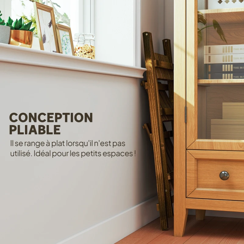 Outsunny Étagère à fleurs support plantes intérieur supports de pots porte plante 3 niveaux pliable bois de sapin 40 x 37 x 93 cm charge max. 40 kg pour intérieur, cour, terrasse, balcon