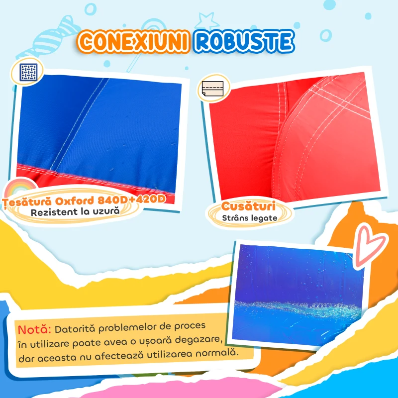 Outsunny 4 in 1 Castel Gonflabil pentru Copii cu Tobogan Piscina Trambulina Perete de Catarat, Casa Gonflabila cu Suflanta Geanta de Depozitare, 4,35 x 2,45 x 2 m