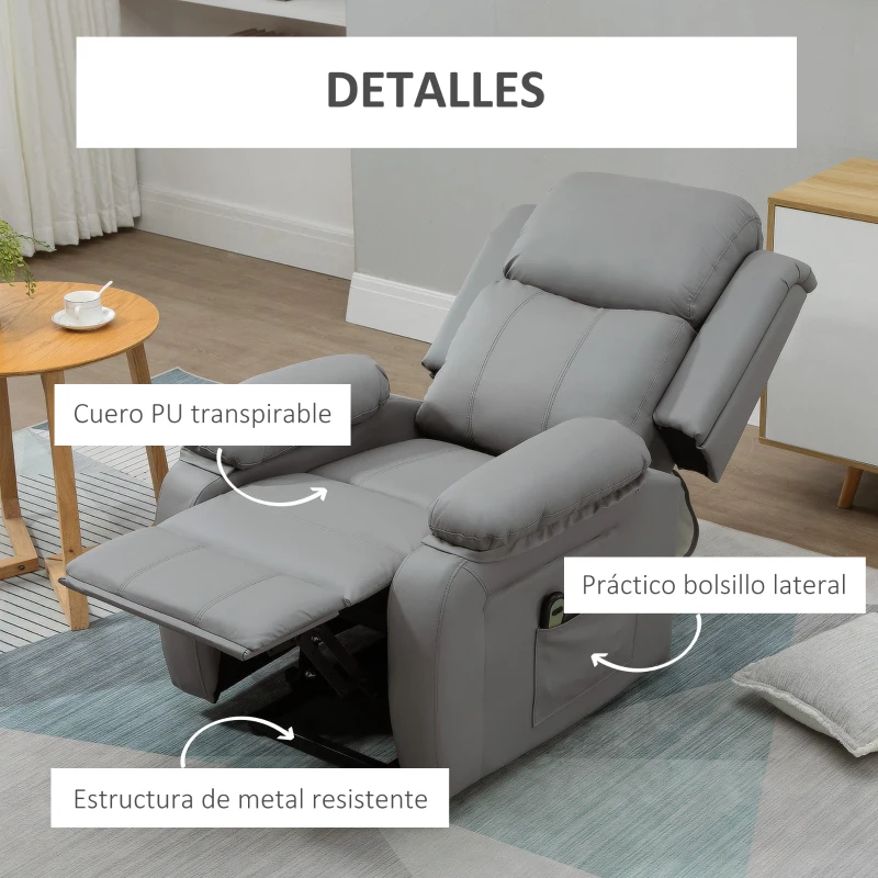 HOMCOM Sillón Relax Levanta Personas Sillón Elevador con Control Remoto Reclinación Eléctrica 160° Reposapiés 76x90x105 cm Gris