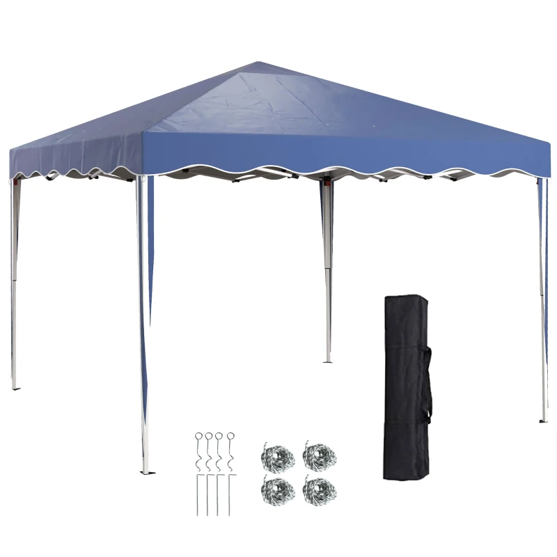 Outsunny 3 x 3cm Adjustable Height Pop-Up Gazebo, with Bag - Blue