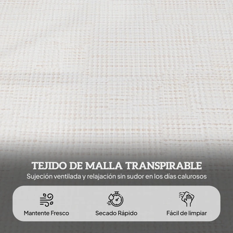 Outsunny Tumbona de Jardín Plegable con Respaldo Ajustable en 4 Niveles Orificio de Lectura y Reposacabezas 194x72x31 cm Crema