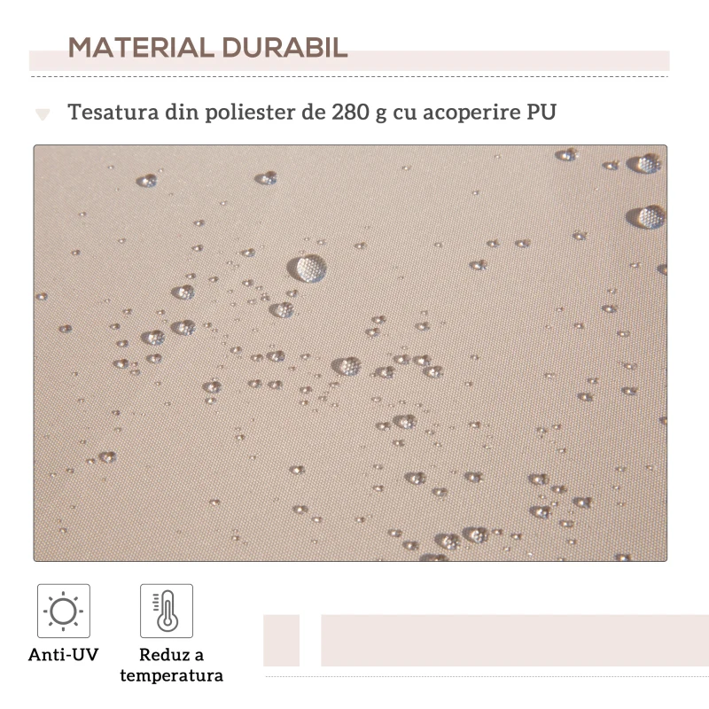 Outsunny Copertină Extensibilă pentru Exterior, Copertină Roll-Up cu Deschidere Manivelă, 295x200 cm, Bej