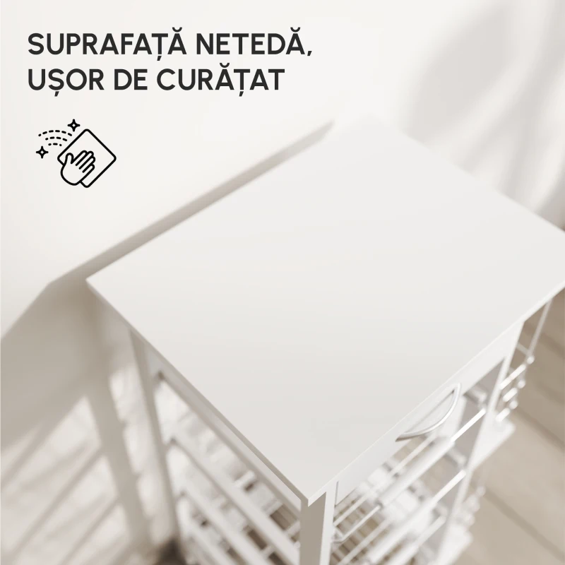 HOMCOM carucior de bucatarie, 47x37x83 cm, alb