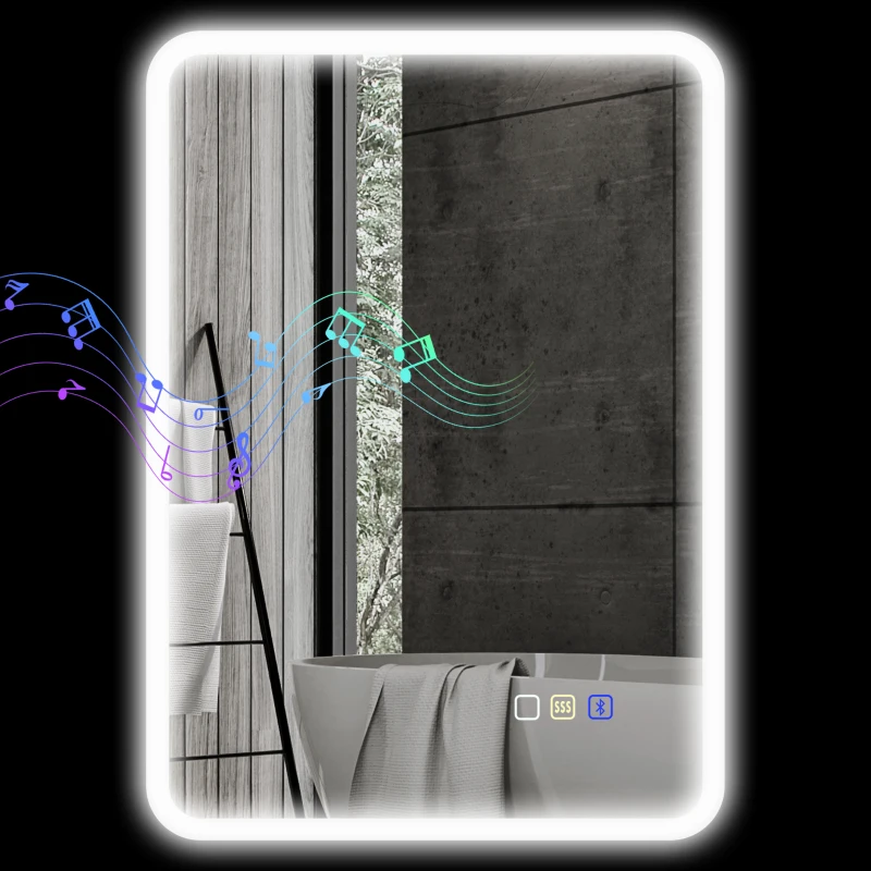 HOMCOM 70 x 50cm LED Bathroom Mirror, with Bluetooth - Silver Tone