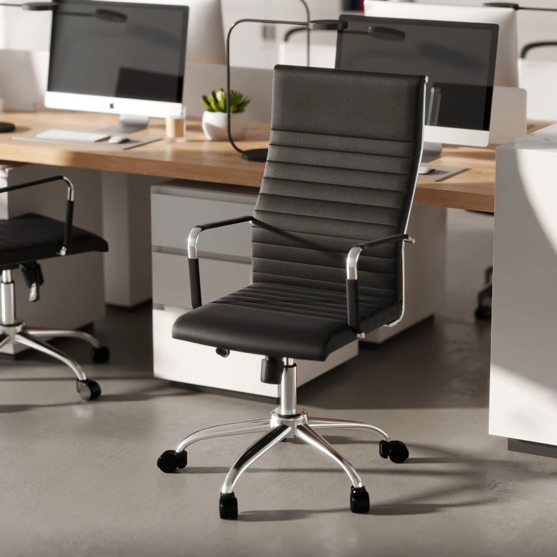 Vinsetto Krzesło biurowe Fotel biurowy Krzesło obrotowe z regulacją wysokości Skóra PU Pianka czarny