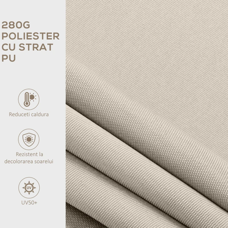 Outsunny Copertina pentru soare cu brate si actionare manuala, din aluminiu si poliester pentru exterior, 250x200 cm, alb crem