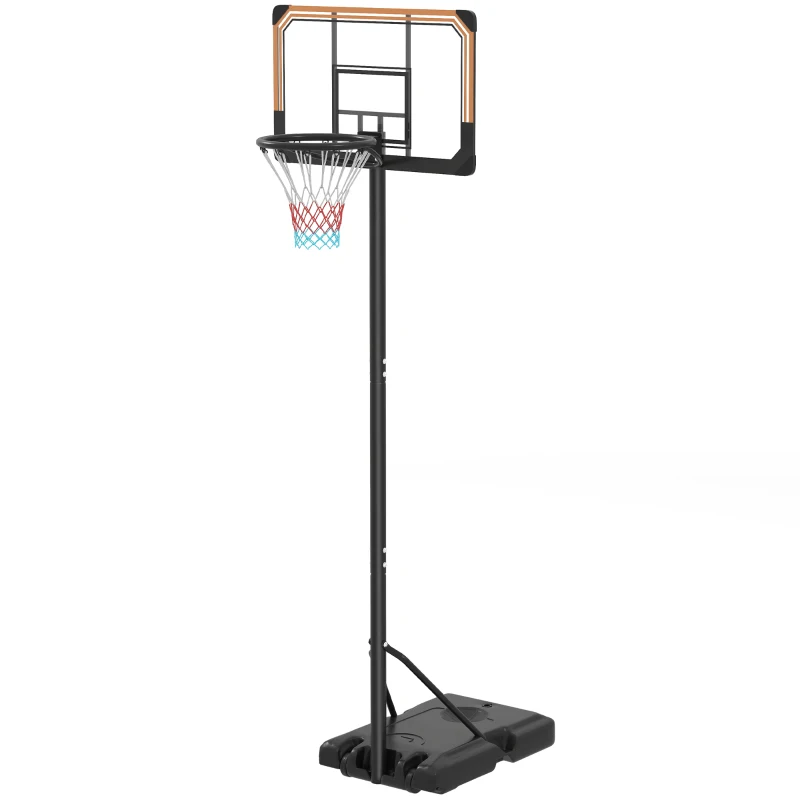 SPORTNOW Canasta de Baloncesto de Exterior con Altura Ajustable 182-213 cm Ruedas Base Rellenable Negro