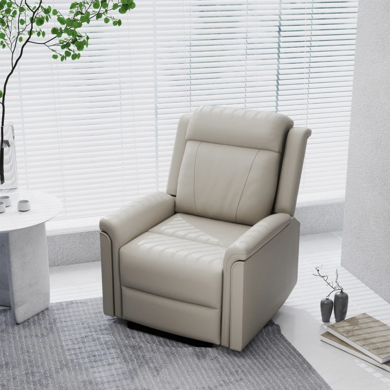 HOMCOM Fauteuil de relaxation inclinable 135° manuellement tissu en microfibre avec repose-pied gris(m-9)