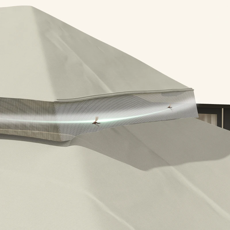 Outsunny Pavillon-Ersatzdach, 3 x 4 m, Ersatzplane mit Wasserablauf-Öffnungen, Polyester, Sonnenschutz, UPF30+, Hellgrau