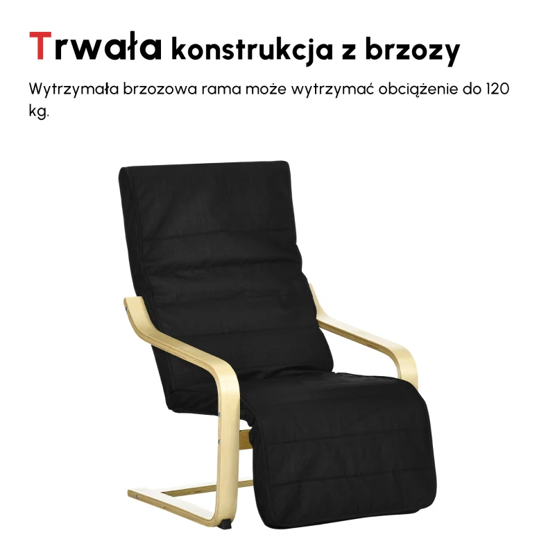 HOMCOM Fotel relaksacyjny, krzesło bujane, fotel do odpoczynku, fotel relaksacyjny z regulowanym podnóżkiem