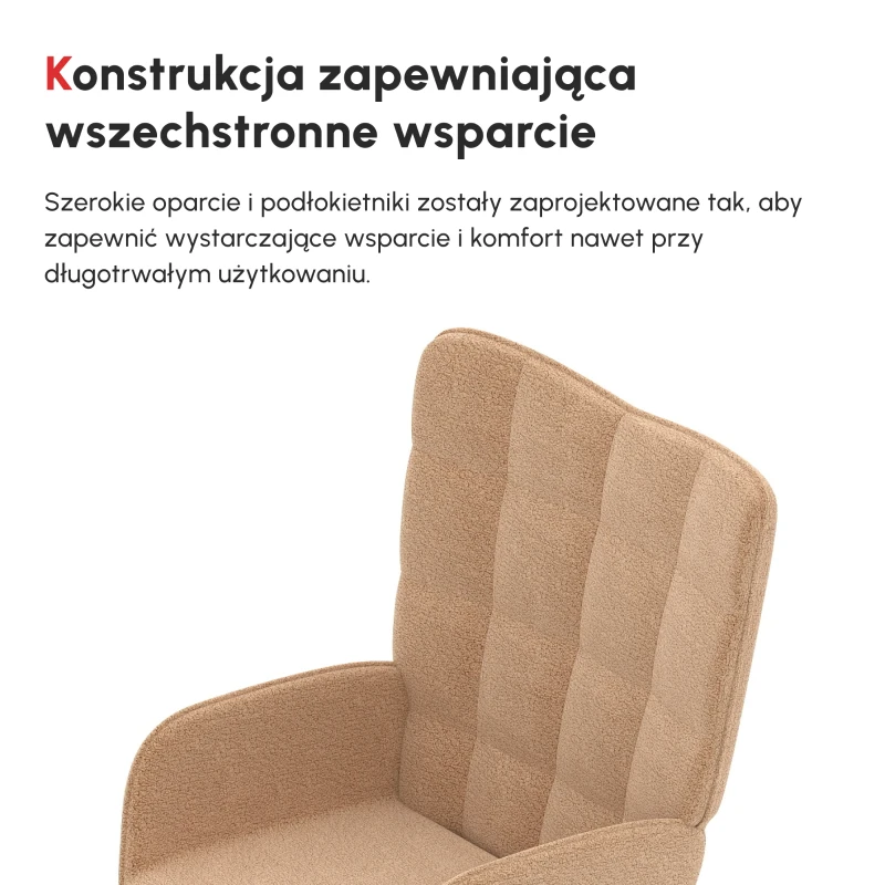 HOMCOM Fotel bujany, krzesło bujane, krzesło akcentowe do 120 kg, poliester, brązowy