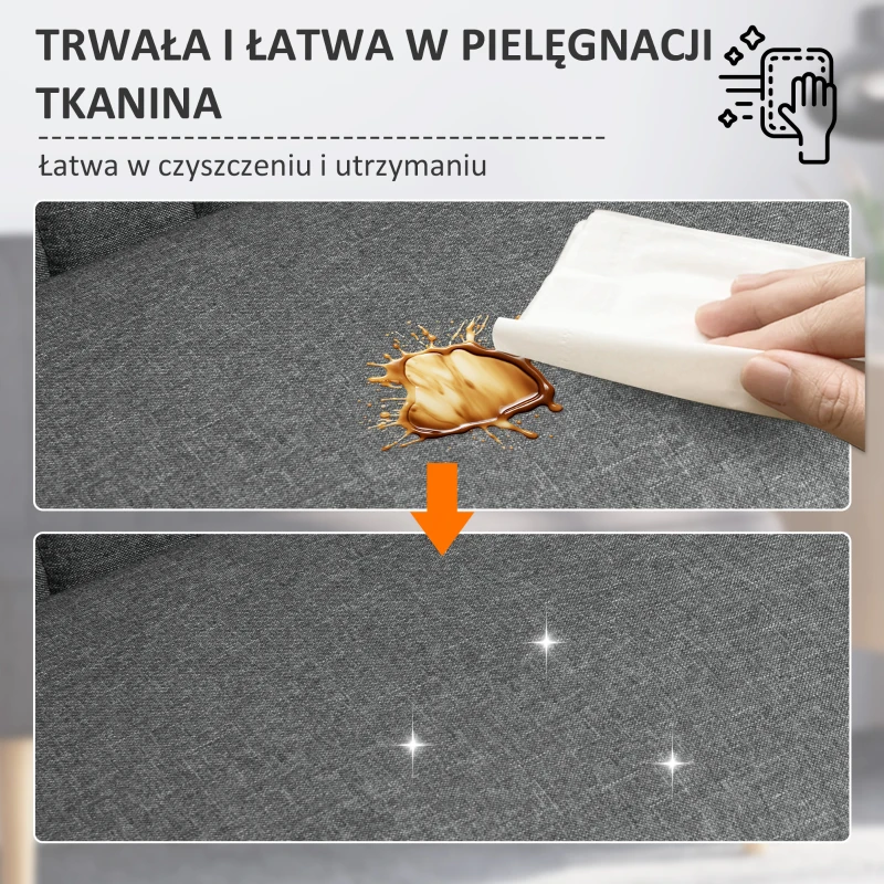 HOMCOM 2-osobowa kanapa sofa tapicerowana meble wypoczynkowe szeroka jasnoszara