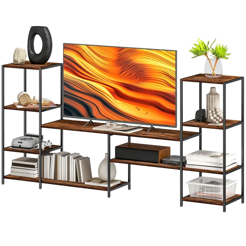 HOMCOM TV Unit for TVs up to 55 Inches, Industrial TV Stand with Storage Shelves, Entertainment Centre for Living Room, Bedroom
