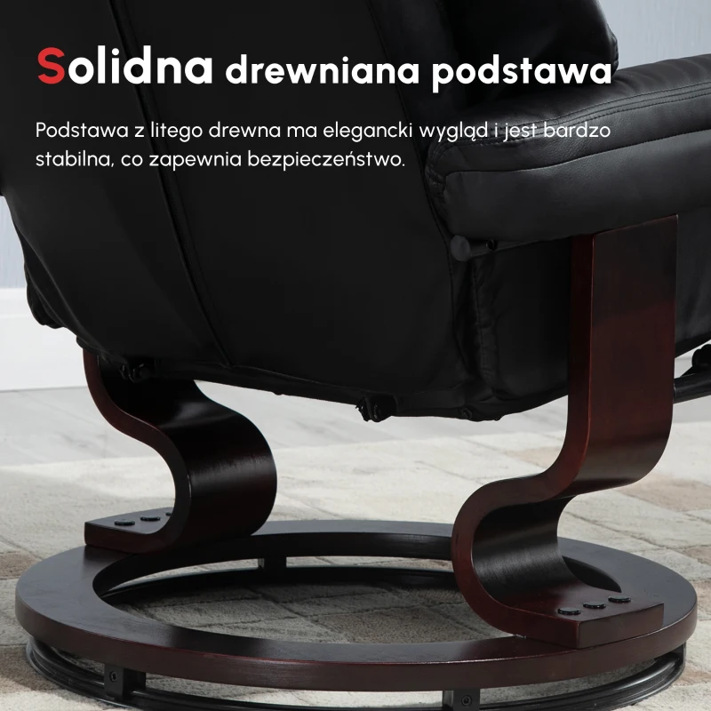 HOMCOM Fotel relaksacyjny z obrotowym pufem, fotel telewizyjny z funkcją leżenia